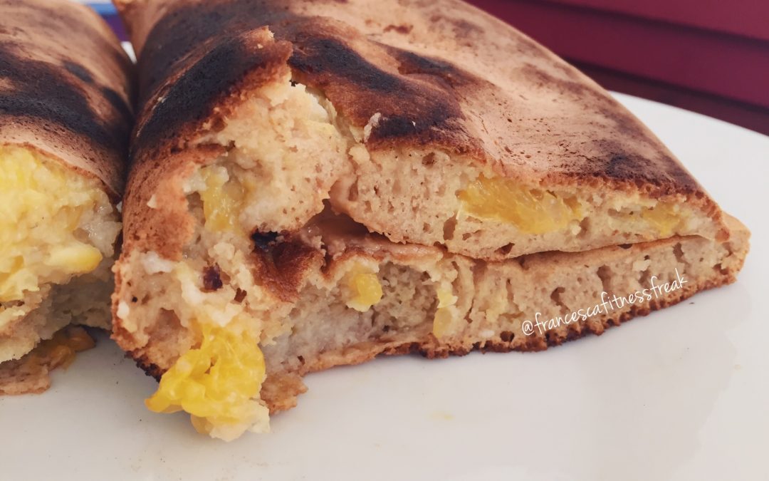 Pancake arancia e PB chips 